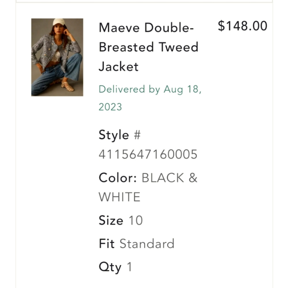 Maeve Double-Breasted Tweed Jacket Anthropologie (10) - Picture 16 of 16